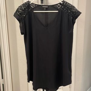 Express Women’s V-Neck Blouse with Lace Design